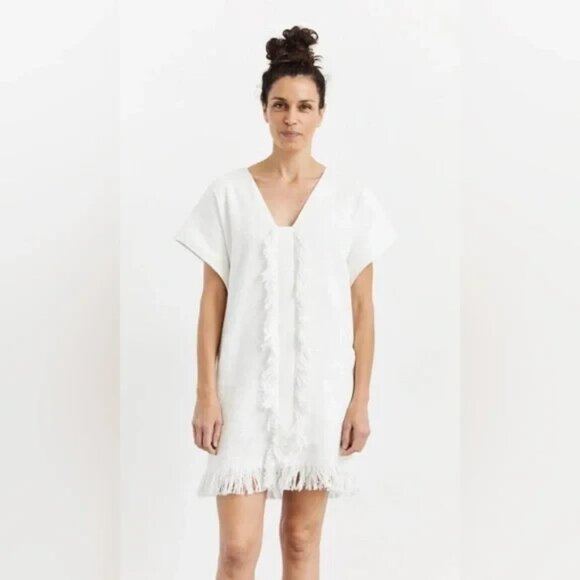 Mirth Dresses & Skirts - Mirth El Tule Caftan Women's Size Small Handmade Cotton Lined Fringe Mini Dress